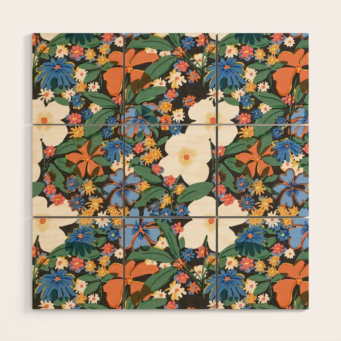Grandma's Garden Dark Background Wood Wall Art Gallery Image 1