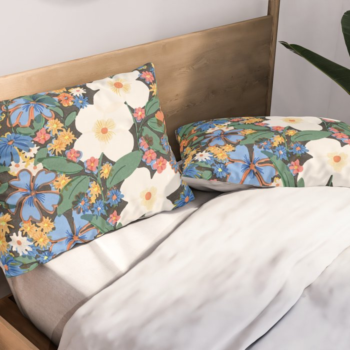 Grandma's Garden Dark Background Pillow Sham Gallery Image 2