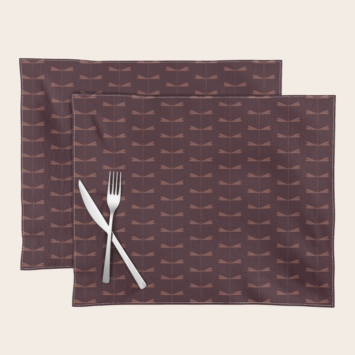 Dragonfly Pattern III Dark Red Placemat Gallery Image 1