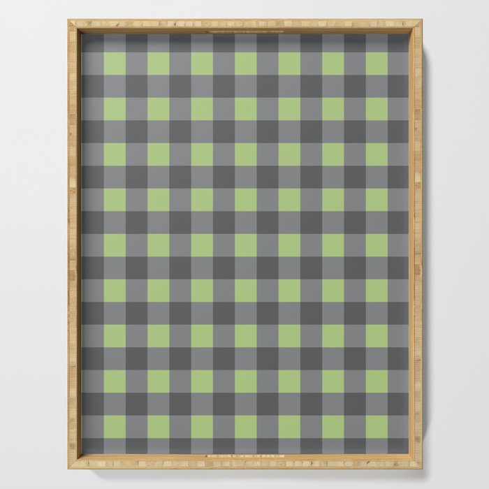 Small Blocks - Spring Green and Grays Serving Tray Gallery Image 1