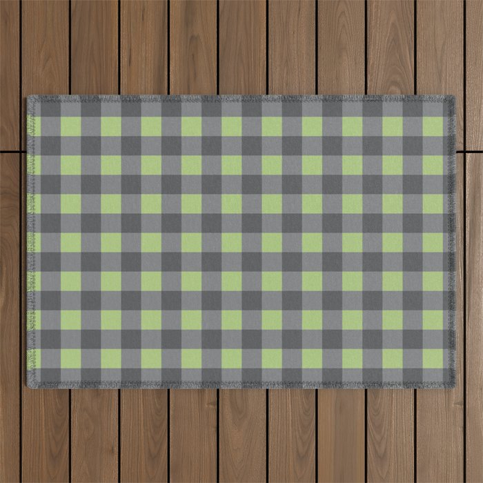 Small Blocks - Spring Green and Grays Outdoor Rug Gallery Image 1