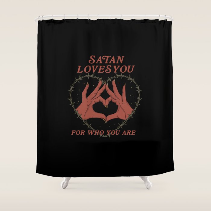 Satan Loves You Shower Curtain Gallery Image 1