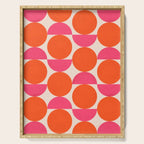 Vintage Mid-century Modern Abstract Geometric Balancing Shapes in Bright Bold Vibrant Fuchsia Pink and Hot Tangerine Orange Serving Tray Gallery Image 1