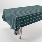 Minimal Arch XXXVIII Dark Teal Green Modern Geometric Lines Tablecloth Gallery Image 1