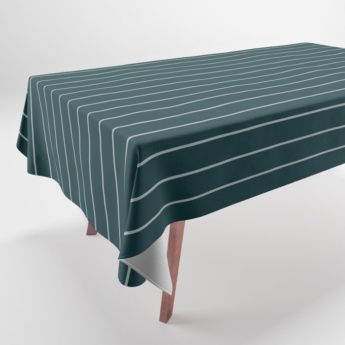 Minimal Arch XXXVIII Dark Teal Green Modern Geometric Lines Tablecloth Gallery Image 1