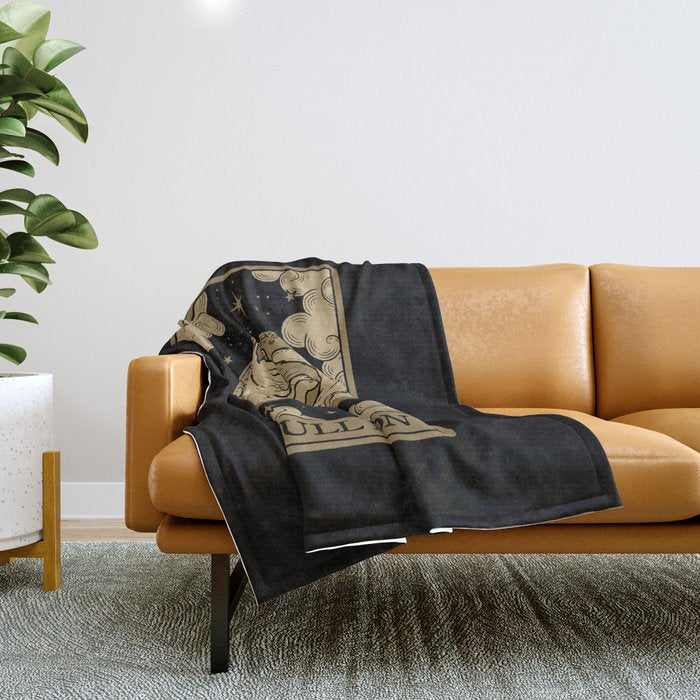 The Full Moon - Dark Background Throw Blanket Gallery Image 1