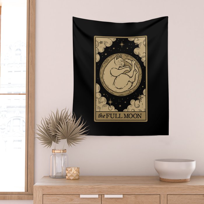 The Full Moon - Dark Background Wall Tapestry Gallery Image 2