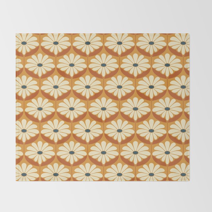 Flower Power - Retro Color Palette Throw Blanket Gallery Image 2