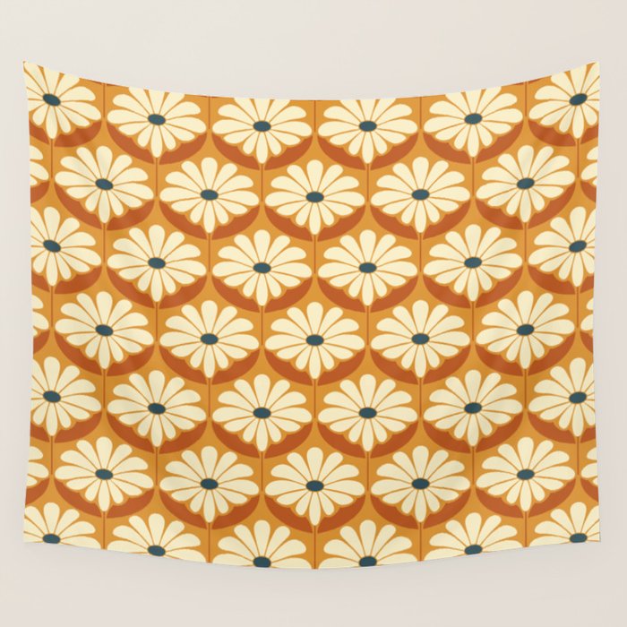 Flower Power - Retro Color Palette Wall Tapestry Gallery Image 1