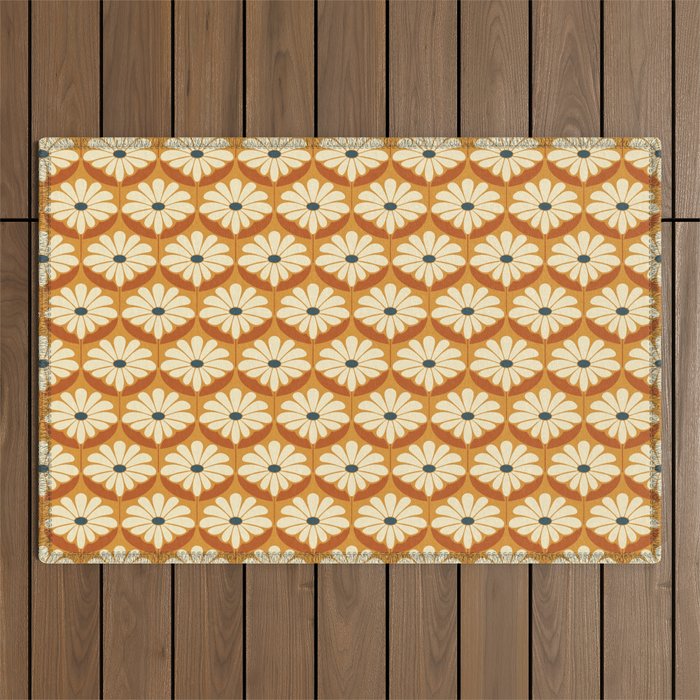 Flower Power - Retro Color Palette Outdoor Rug Gallery Image 1
