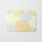 Floral Blooms, Yellow, Gray and White Bath Mat Gallery Image 1
