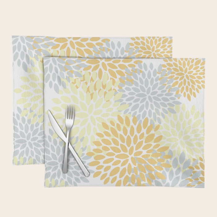 Floral Blooms, Yellow, Gray and White Placemat Gallery Image 1