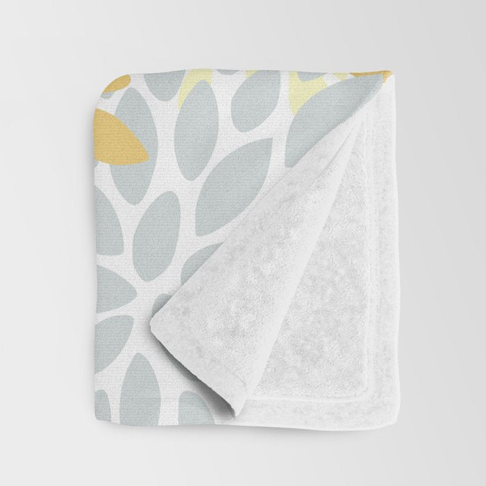 Floral Blooms, Yellow, Gray and White Throw Blanket Gallery Image 3