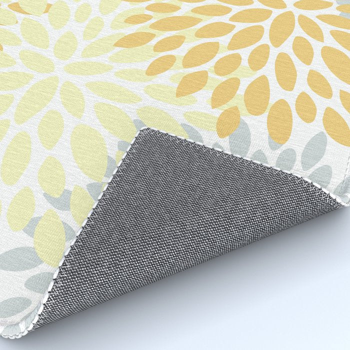 Floral Blooms, Yellow, Gray and White Rug Gallery Image 4