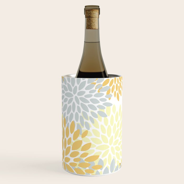 Floral Blooms, Yellow, Gray and White Wine Chiller Gallery Image 3