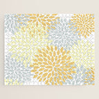 Floral Blooms, Yellow, Gray and White Jigsaw Puzzle Gallery Image 1