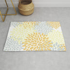 Floral Blooms, Yellow, Gray and White Rug Gallery Image 1