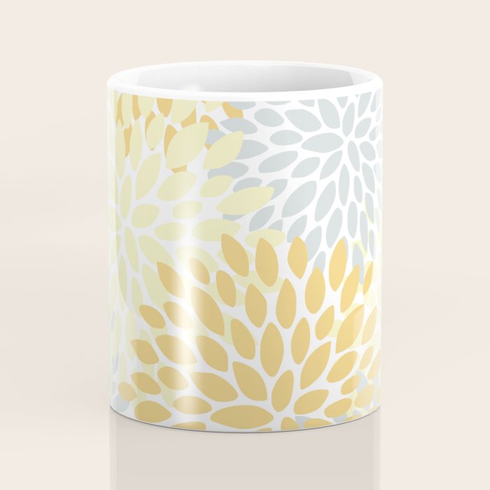 Floral Blooms, Yellow, Gray and White Coffee Mug Gallery Image 4