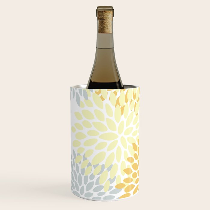 Floral Blooms, Yellow, Gray and White Wine Chiller Gallery Image 2