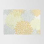 Floral Blooms, Yellow, Gray and White Rug Gallery Image 2