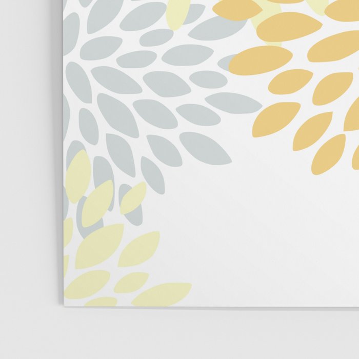 Floral Blooms, Yellow, Gray and White Poster Gallery Image 3
