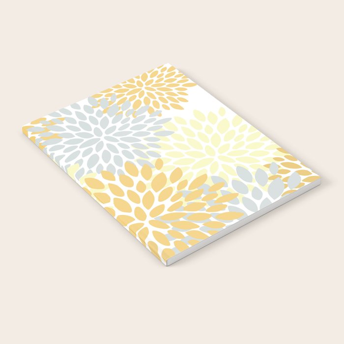 Floral Blooms, Yellow, Gray and White Notebook Gallery Image 2