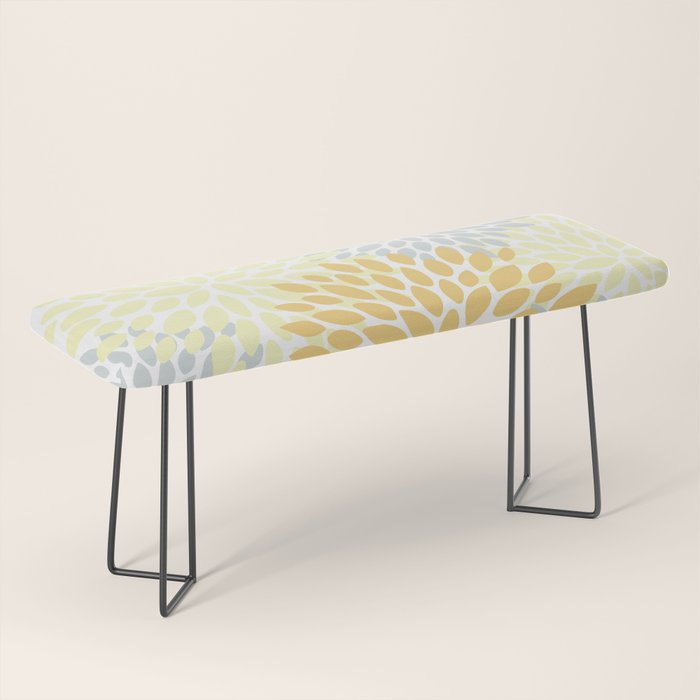Floral Blooms, Yellow, Gray and White Bench Gallery Image 1