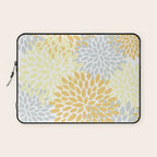 Floral Blooms, Yellow, Gray and White Laptop Sleeve Gallery Image 1