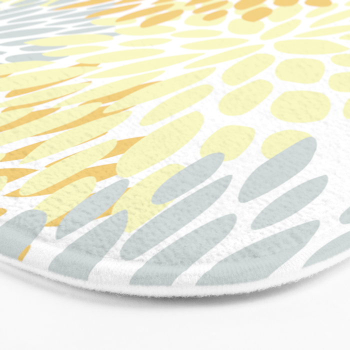Floral Blooms, Yellow, Gray and White Bath Mat Gallery Image 3