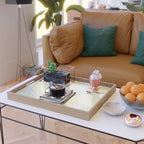 Floral Blooms, Yellow, Gray and White Serving Tray Gallery Image 2
