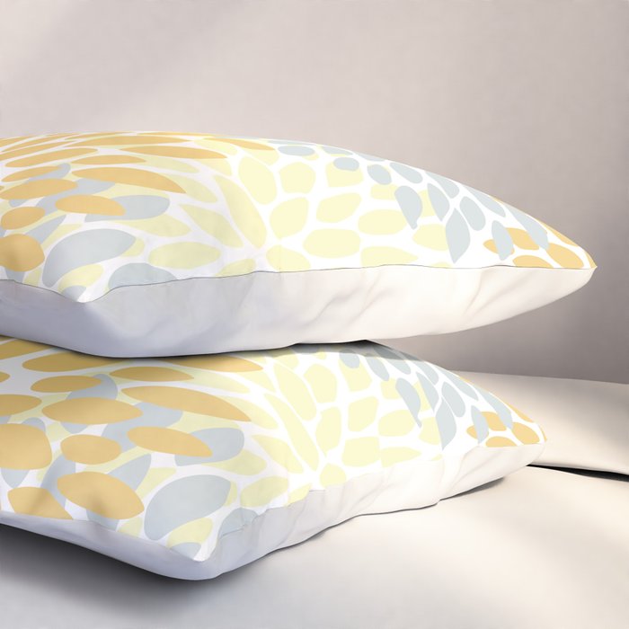 Floral Blooms, Yellow, Gray and White Pillow Sham Gallery Image 3