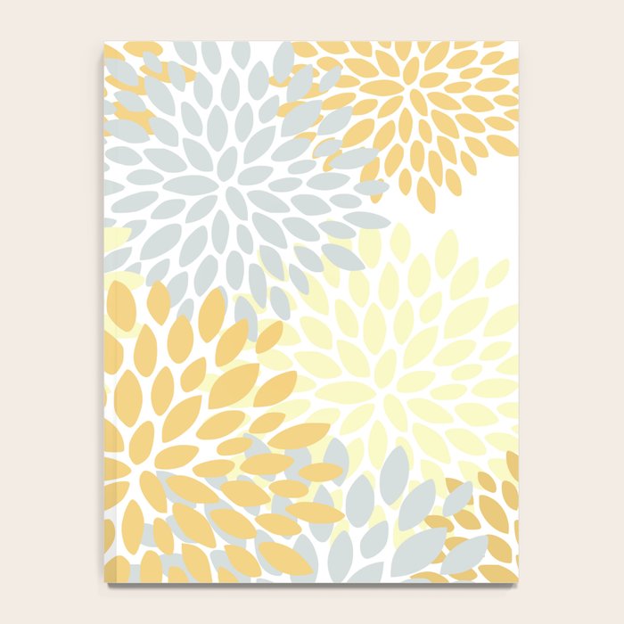 Floral Blooms, Yellow, Gray and White Notebook Gallery Image 4