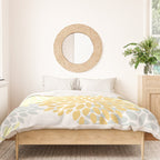 Floral Blooms, Yellow, Gray and White Duvet Cover Gallery Image 3