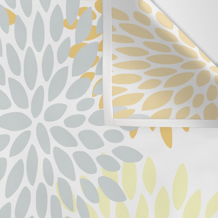 Floral Blooms, Yellow, Gray and White Wall Tapestry Gallery Image 3