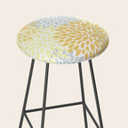 Floral Blooms, Yellow, Gray and White Stool Gallery Image 2