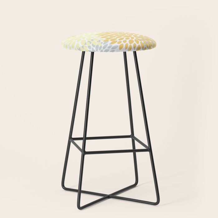 Floral Blooms, Yellow, Gray and White Stool Gallery Image 1