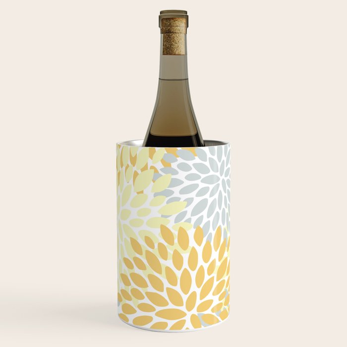 Floral Blooms, Yellow, Gray and White Wine Chiller Gallery Image 1