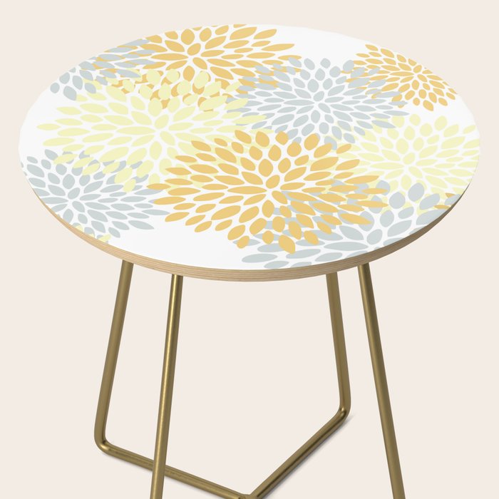 Floral Blooms, Yellow, Gray and White Side Table Gallery Image 2