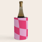 Hot Pink Wavy Checkered Pattern Wine Chiller Gallery Image 1