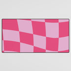 Hot Pink Wavy Checkered Pattern Desk Mat Gallery Image 3