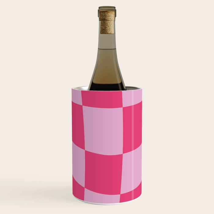 Hot Pink Wavy Checkered Pattern Wine Chiller Gallery Image 3