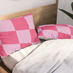 Hot Pink Wavy Checkered Pattern Pillow Sham Gallery Image 2
