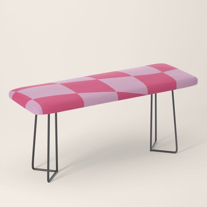 Hot Pink Wavy Checkered Pattern Bench Gallery Image 1