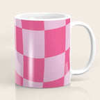 Hot Pink Wavy Checkered Pattern Coffee Mug Gallery Image 1