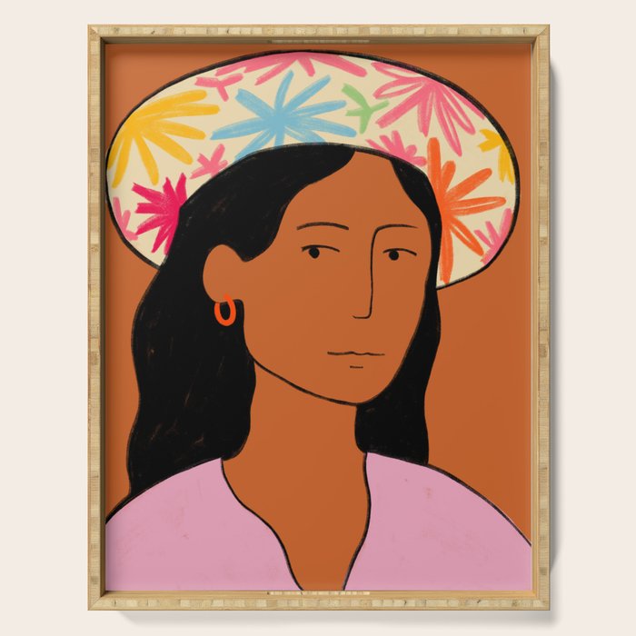 GIRL IN A HAT Serving Tray Gallery Image 1