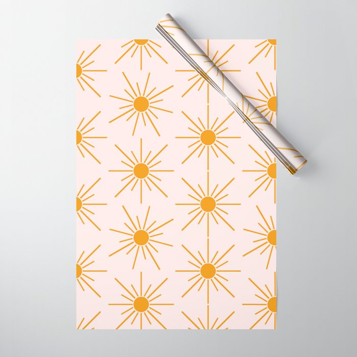 Sun Pattern On Pink Background Wrapping Paper Gallery Image 1