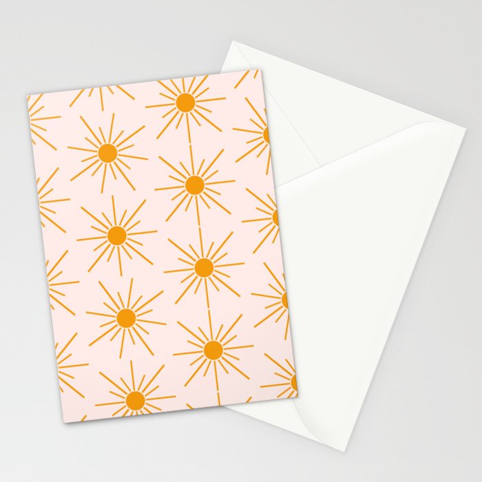 Sun Pattern On Pink Background Stationery Card Gallery Image 2