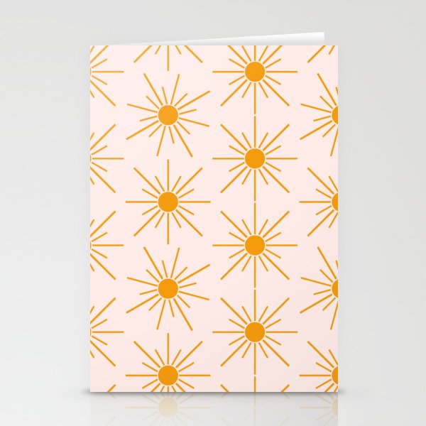 Sun Pattern On Pink Background Stationery Card Gallery Image 1