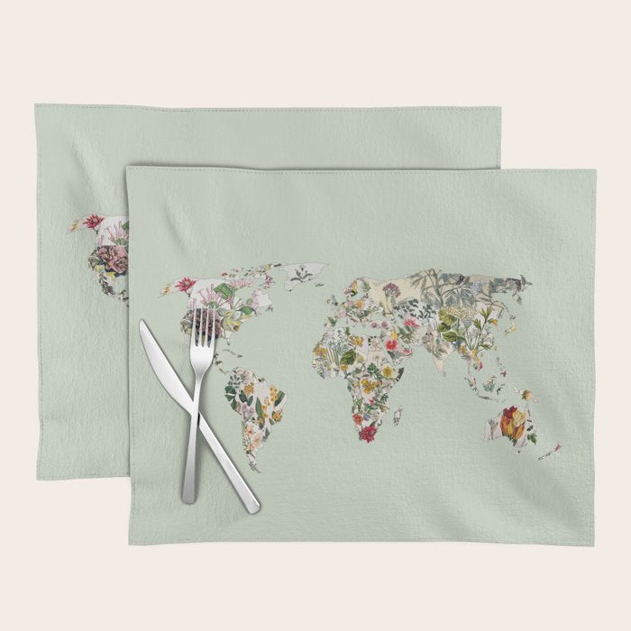 Vintage Botanical World Green Placemat Gallery Image 1