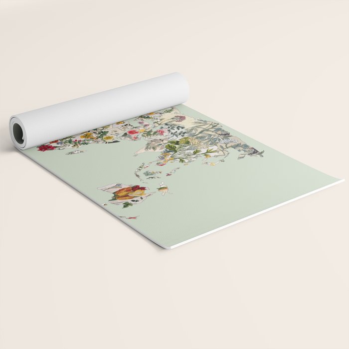 Vintage Botanical World Green Yoga Mat Gallery Image 2